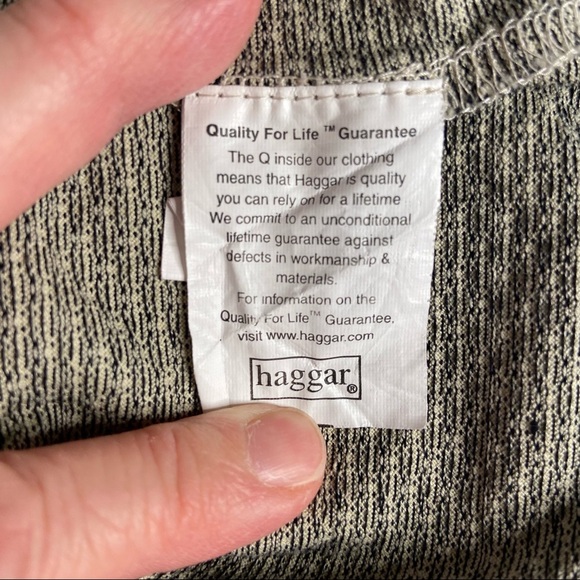 Haggar Mens Beige Black Polo Shirt Medium - Picture 9 of 10